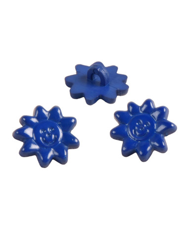 Set di 3 bottoni bambino sole blu 15 mm