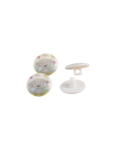 Set mit 3 Kinderknöpfen, grauer Teddybärschwanz, 15 mm