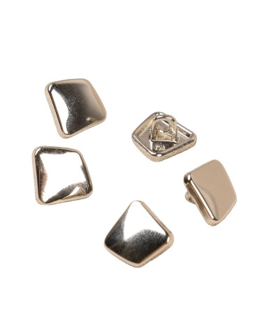 Set of 3 rectangular buttons with alloy shank 12mm silver