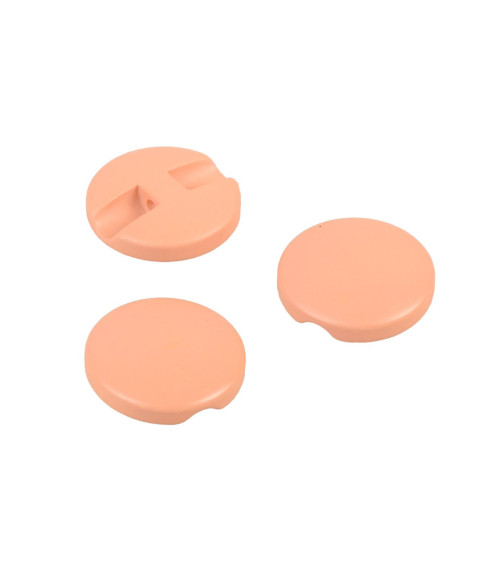 Lot de 3 boutons rond simple orange pêche 18mm