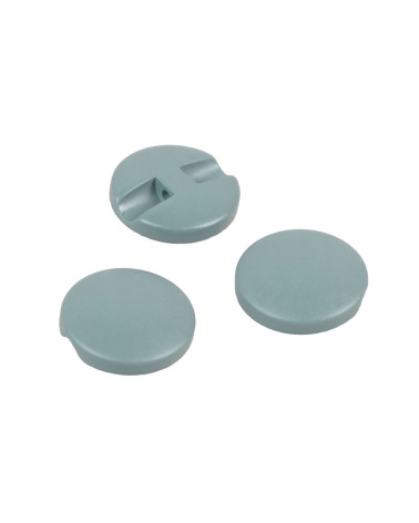 Set of 3 simple round buttons in green-grey 18mm