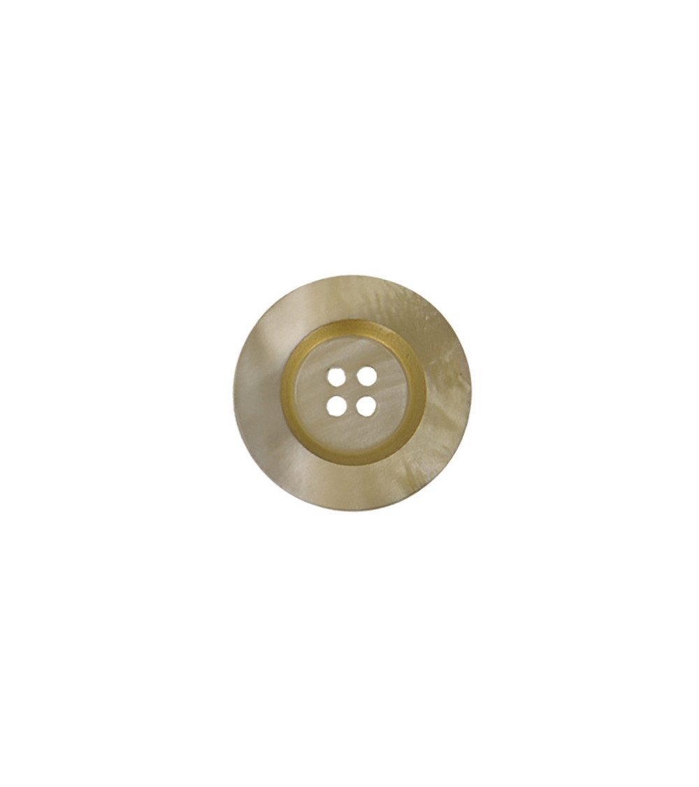 Set of 3 round buttons 4 holes 28mm Beige/Gold