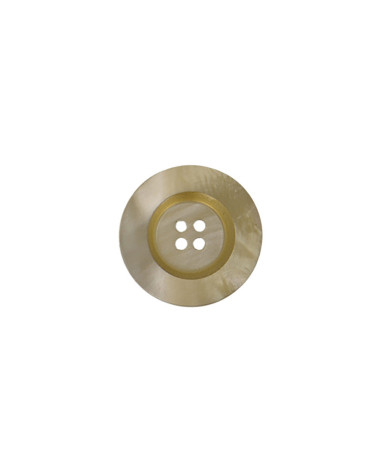 Set of 3 round buttons 4 holes 28mm Beige/Gold