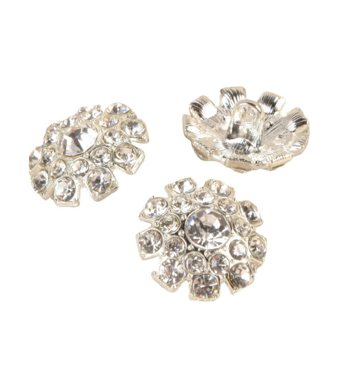Lot de 3 boutons strass blanc 18mm
