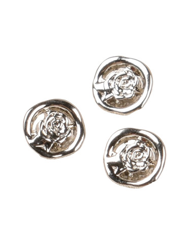 Set of 3 round pink alloy round buttons 12mm silver