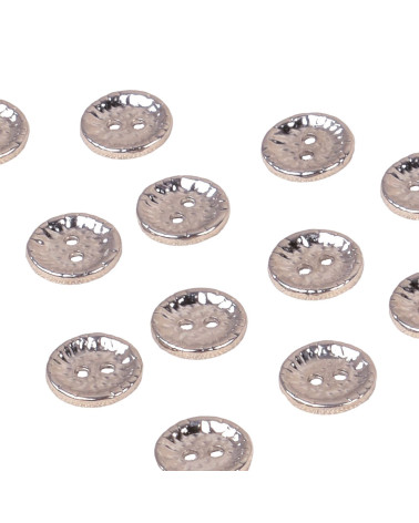 Set of 3 round alloy buttons 4 holes 11mm silver