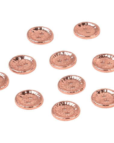 Set of 3 round alloy buttons 4 holes 11mm rose gold