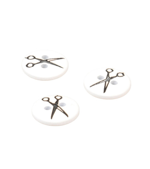 Set of 3 round resin scissor buttons 11mm black