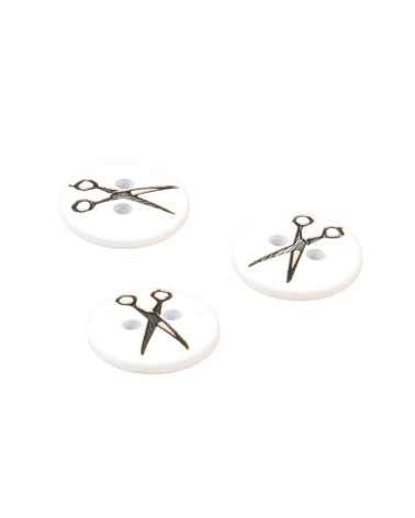 Set of 3 round resin scissor buttons 11mm black