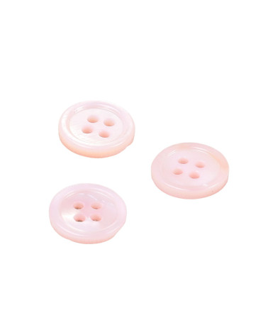 Set of 3 round shell buttons 4 holes 11mm baby pink