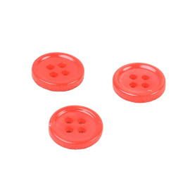 Lot de 3 boutons ronds coquillage 4 trous 11mm rouge