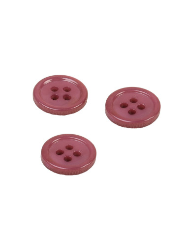 Set of 3 round shell buttons 4 holes 11mm beaujolais red