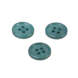 Lot de 3 boutons ronds coquillage 4 trous 11mm vert saule