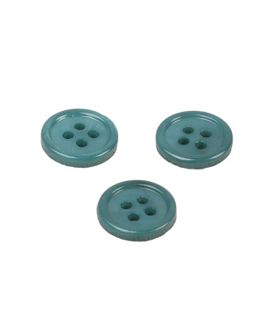 Lot de 3 boutons ronds coquillage 4 trous 11mm vert saule