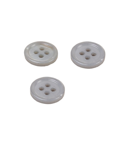 Lot de 3 boutons ronds coquillage 4 trous 11mm gris cendre