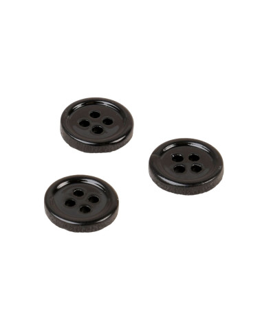Lot de 3 boutons ronds coquillage 4 trous 11mm noir