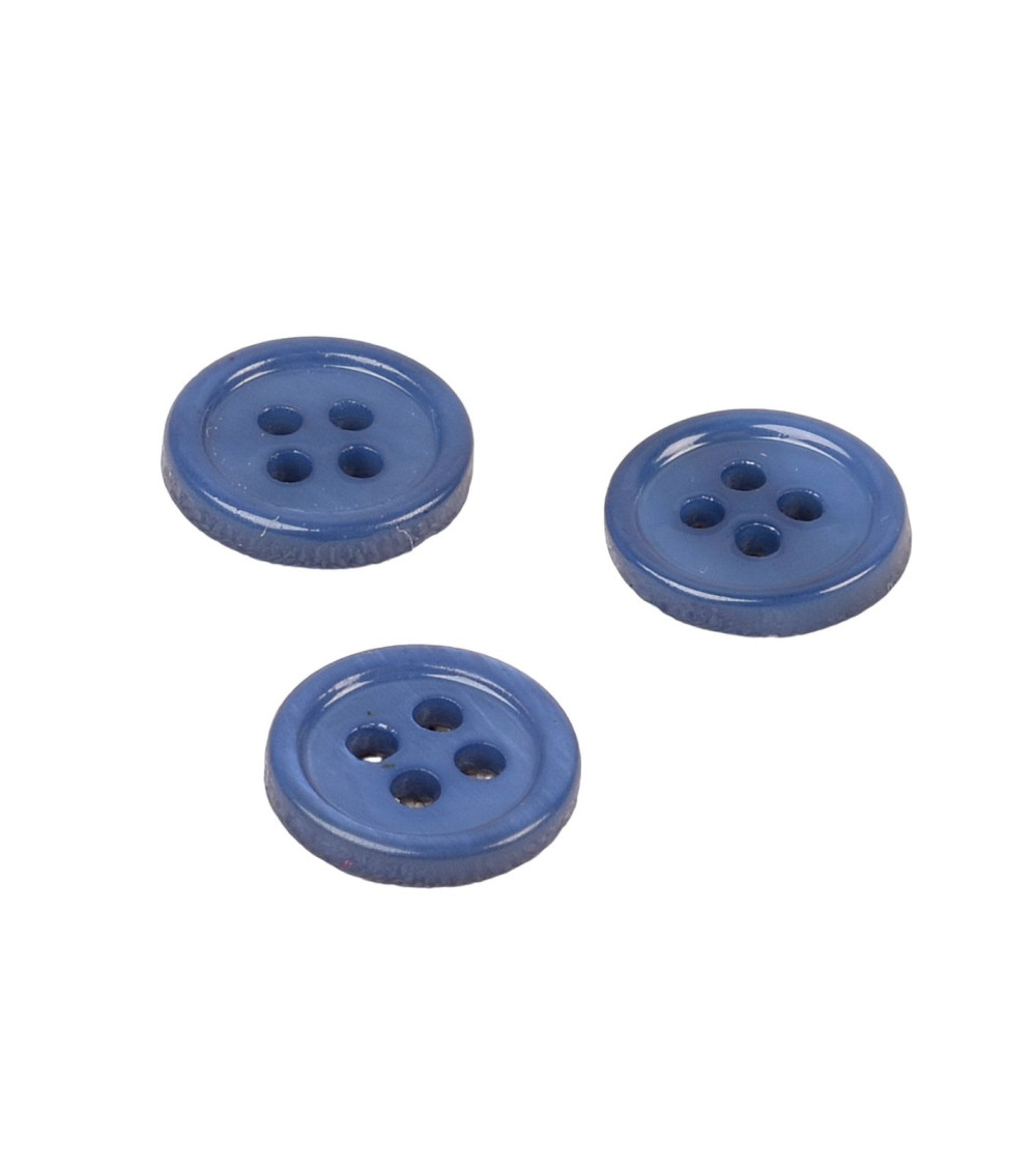 Set mit 3 runden Muschelknöpfen, 4 Löcher, 11 mm, dunkelblau