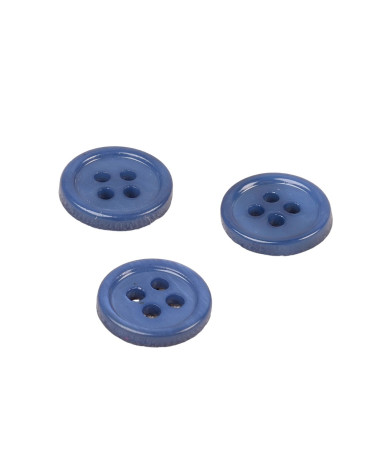 Set mit 3 runden Muschelknöpfen, 4 Löcher, 11 mm, dunkelblau