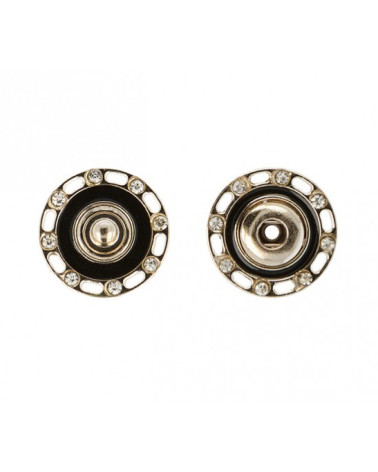 Set mit 3 Strass-Druckknöpfen, 24 mm, schwarz und goldfarben