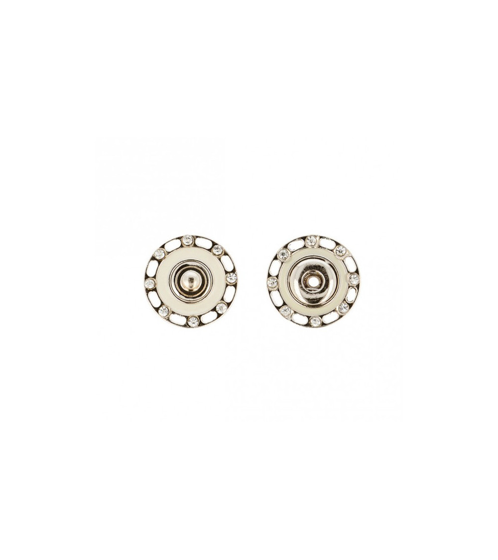 Set of 3 24mm ivory rhinestone snap buttons