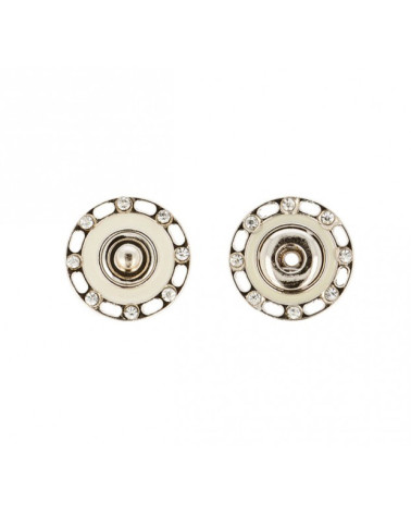 Set of 3 rhinestone snap buttons 24mm ivory color