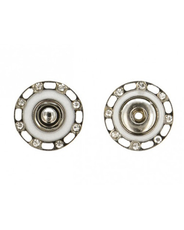 Set mit 3 Strass-Druckknöpfen, 24 mm, silberfarben