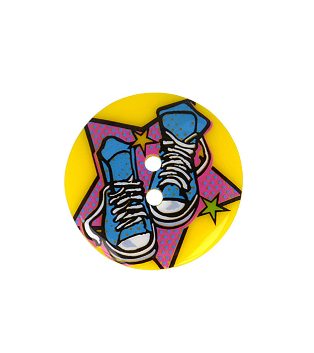 Lot de 3 boutons écusson 28mm baskets