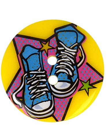 Lot de 3 boutons écusson 28mm baskets