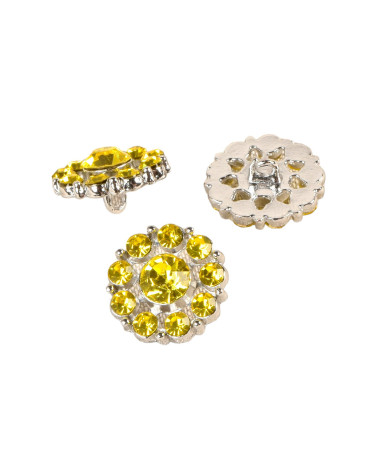 Lot de 3 boutons strass jaune 18mm