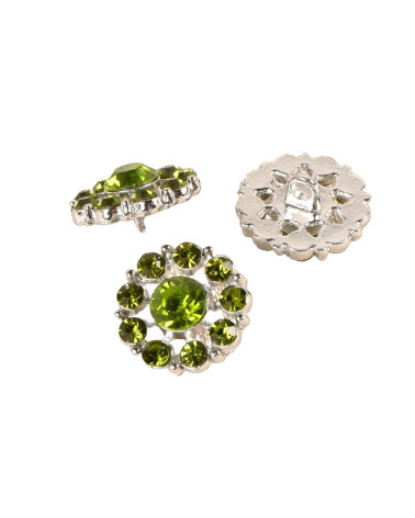 Set mit 3 grünen Strassknöpfen 18 mm