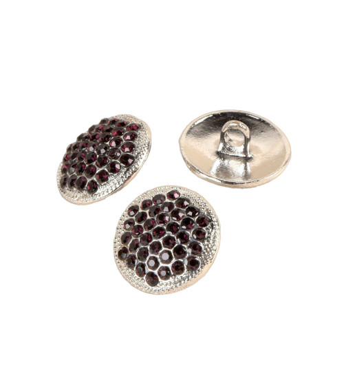 Lot de 3 boutons strass violet lilas 17mm