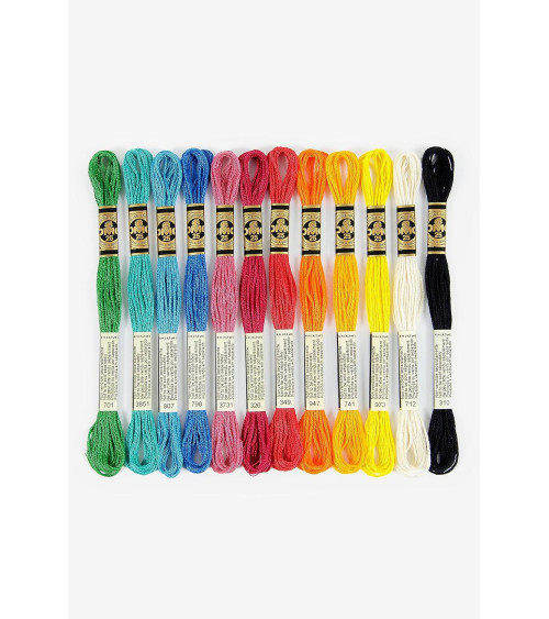 DMC Mouliné Spécial 117MC Thread Assortment - Passion Color, 100% cotton - 12 skeins of 4 meters