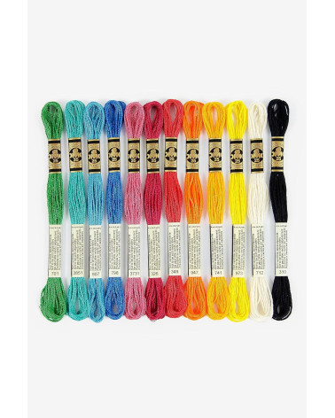 DMC-Sortiment an Mouliné Spécial 117MC-Fäden – Passionsfarbe, 100 % Baumwolle – 12 Stränge à 4 Meter