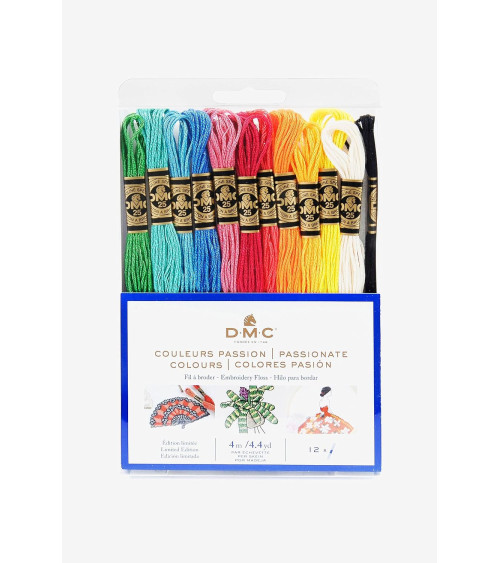 DMC Assortiment de fils Mouliné Spécial 117MC - Coloris Passion, 100% coton - 12 échevettes de 4 mètres