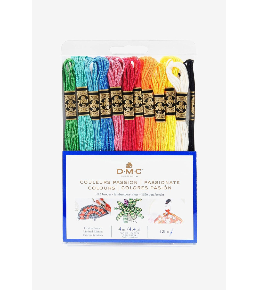DMC Mouliné Spécial 117MC Thread Assortment - Passion Color, 100% cotton - 12 skeins of 4 meters