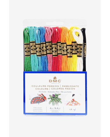 DMC Mouliné Spécial 117MC Thread Assortment - Passion Color, 100% cotton - 12 skeins of 4 meters
