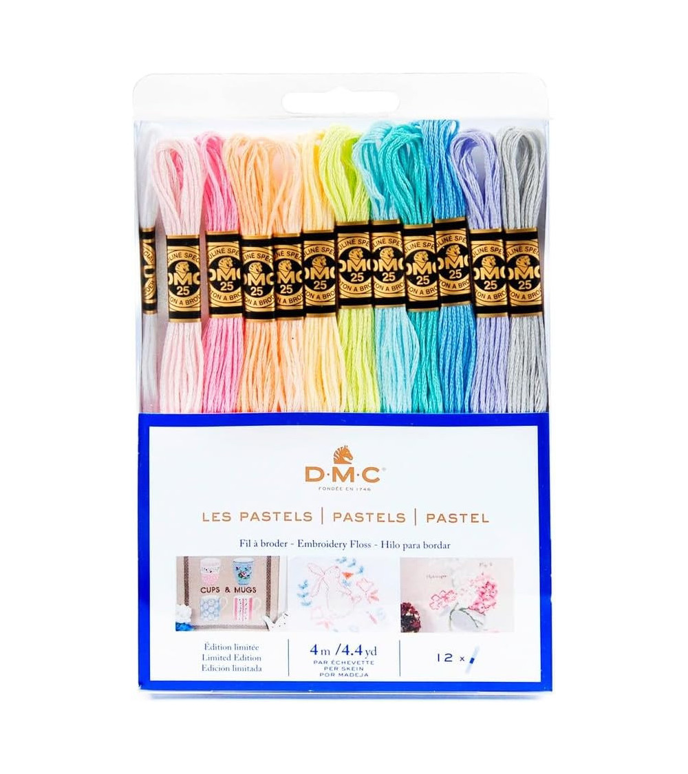 DMC-Sortiment an Mouliné Spécial 117MC-Fäden – Passionsfarbe, 100 % Baumwolle – 12 Stränge à 4 Meter