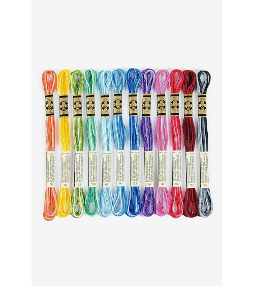 DMC - Assortment of Mouliné Spécial threads - Ombré colors, 100% cotton - 12 skeins of 4 meters