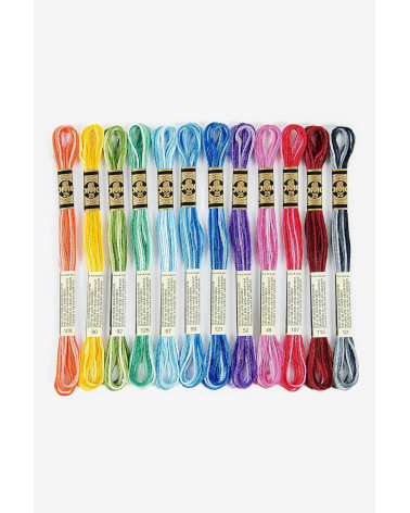 DMC - Assortment of Mouliné Spécial threads - Ombré colors, 100% cotton - 12 skeins of 4 meters