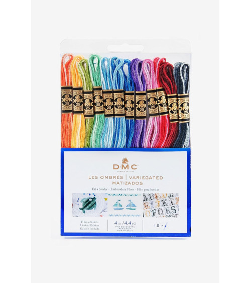 DMC - Assortment of Mouliné Spécial threads - Ombré colors, 100% cotton - 12 skeins of 4 meters