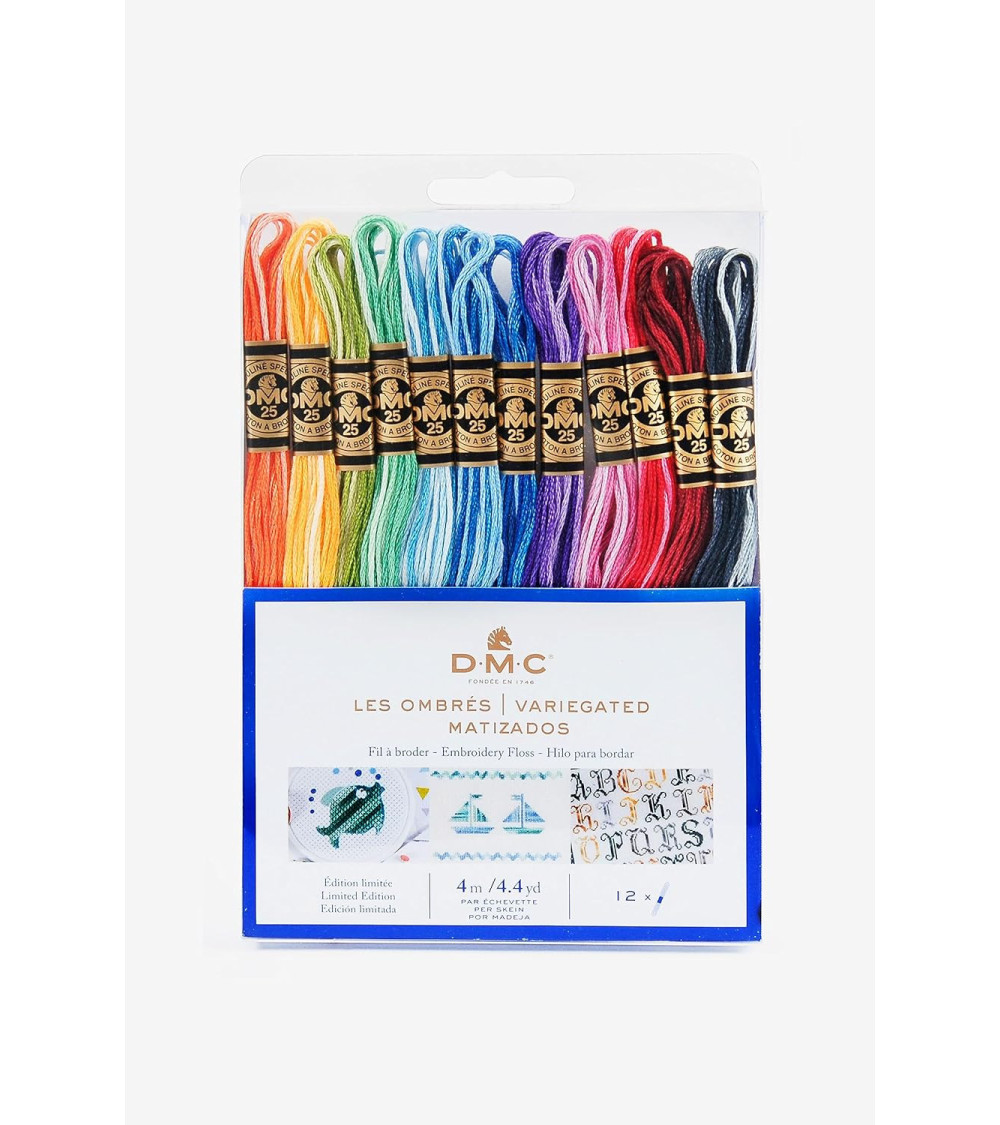 DMC - Assortment of Mouliné Spécial threads - Ombré colors, 100% cotton - 12 skeins of 4 meters