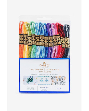 DMC - Assortment of Mouliné Spécial threads - Ombré colors, 100% cotton - 12 skeins of 4 meters