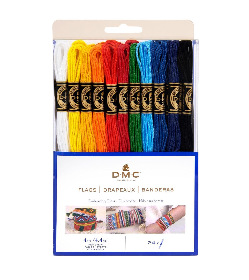 DMC Assortiment de fils Mouliné Spécial 117MC - Coloris Passion, 100% coton - 12 échevettes de 4 mètres
