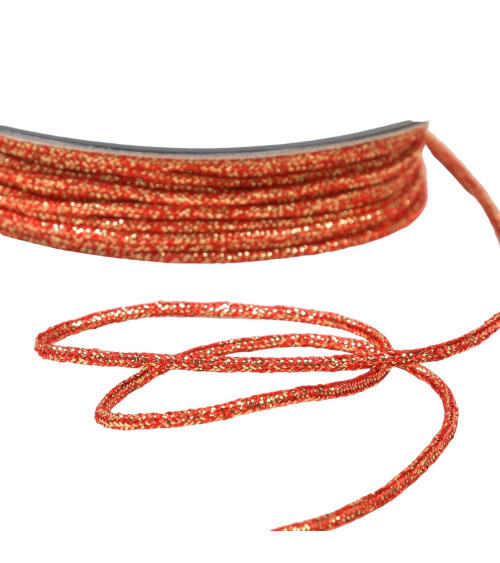 Heathered metal cord 2mm red gold per meter