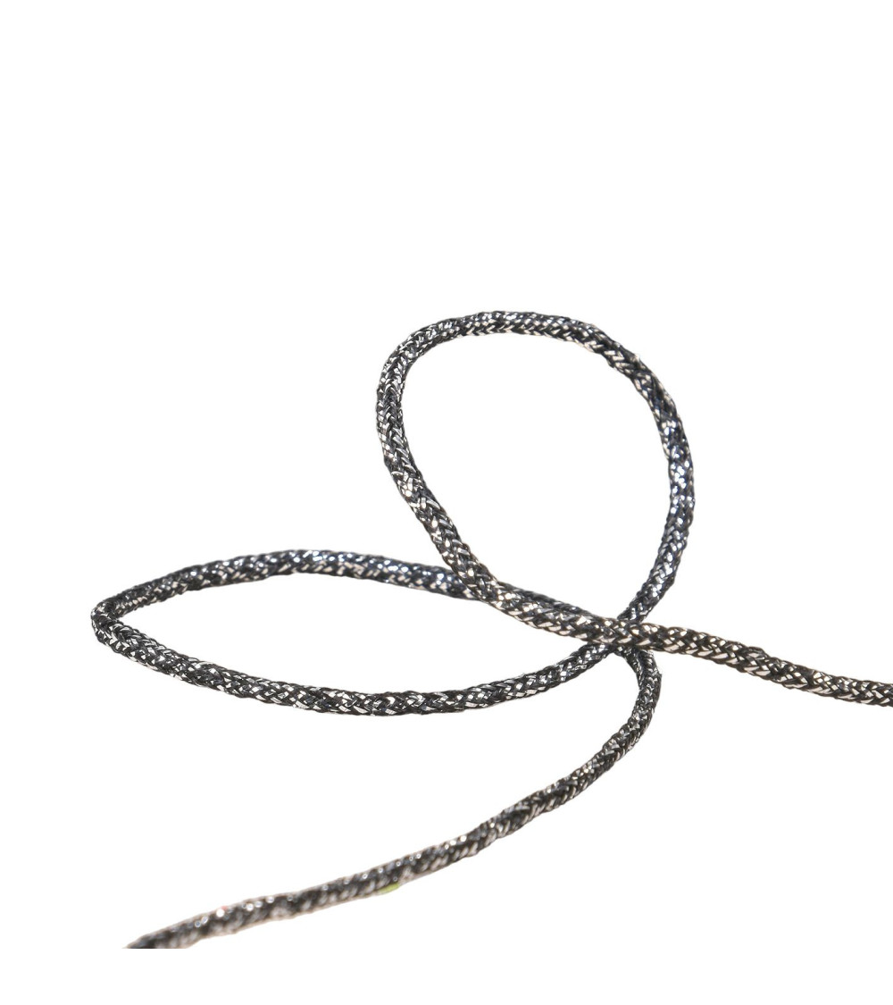 Heathered metal cord 2mm black/silver per meter