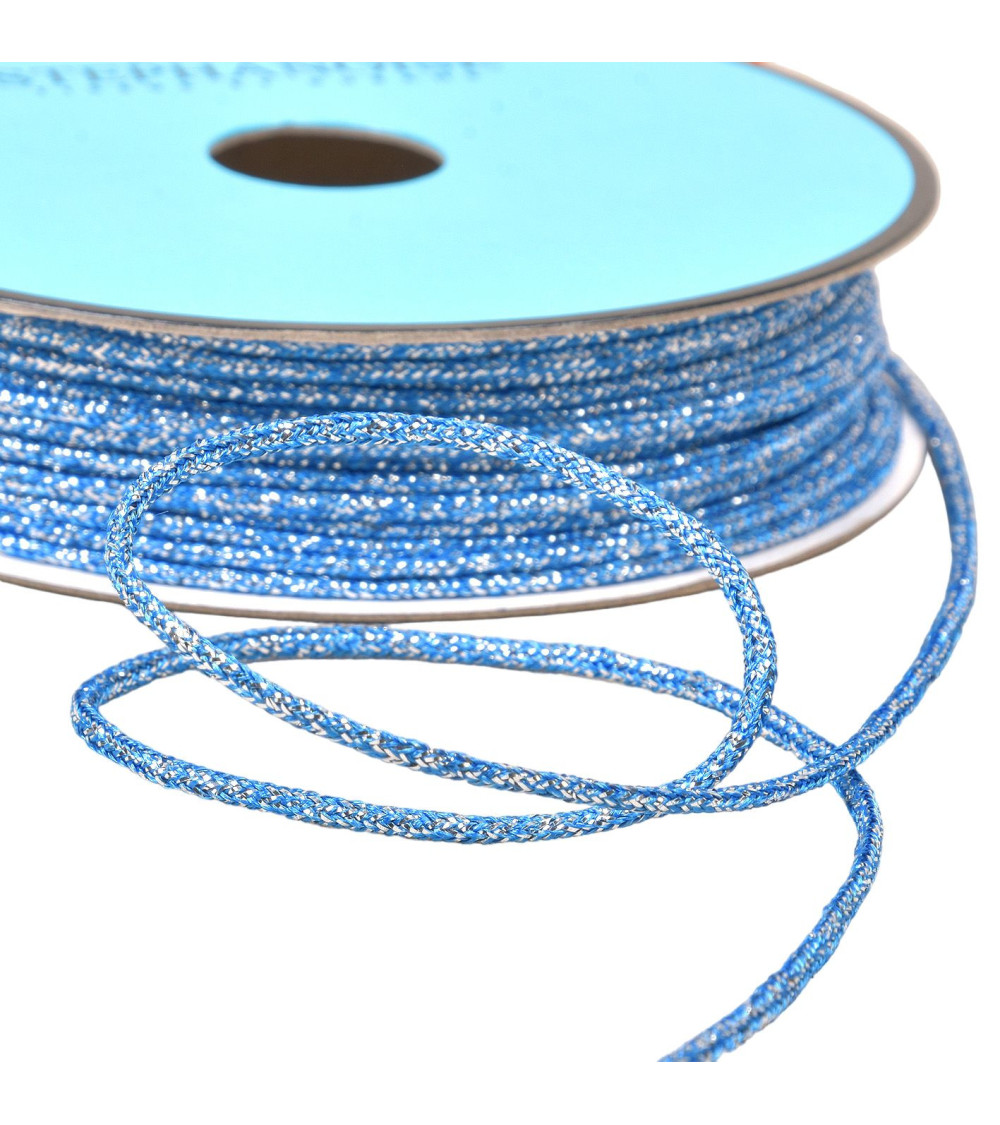Heathered metal cord 2mm blue/silver per meter