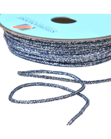 Heathered metal cord 2mm blue/silver per meter