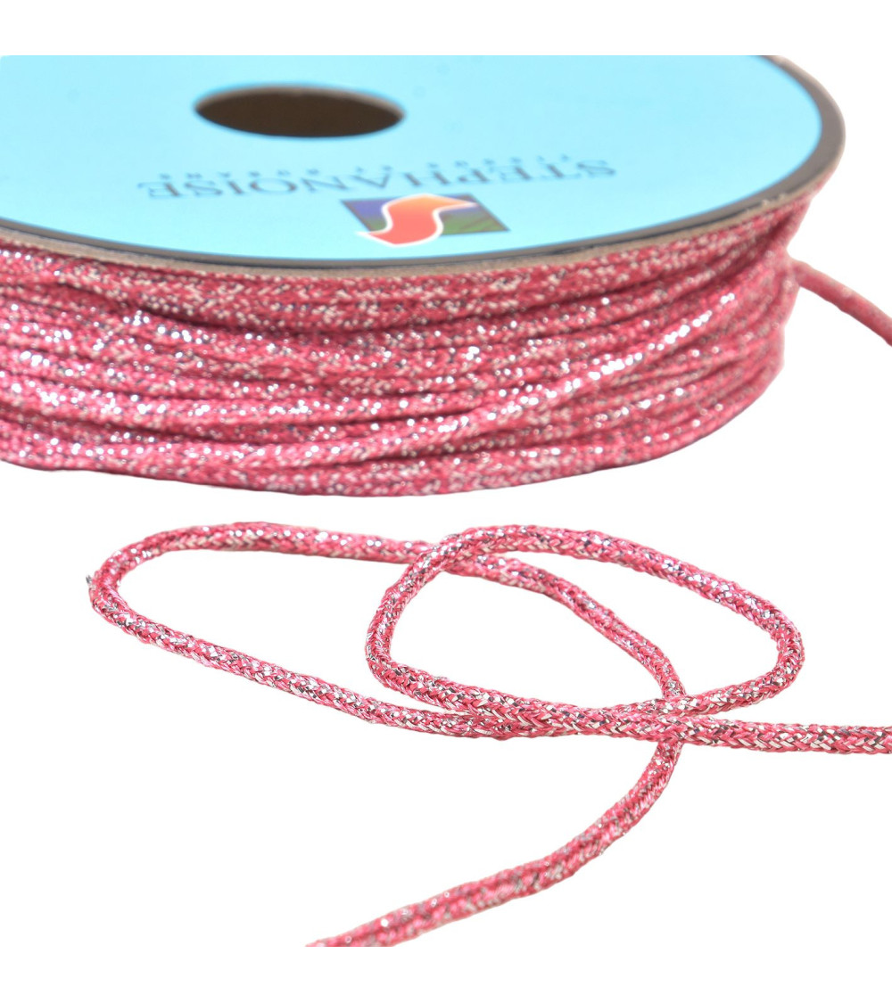Heathered metal cord 2mm pink/silver per meter