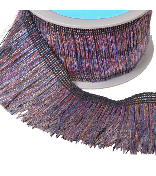 Iridescent fringe 65mm multi-colored per meter