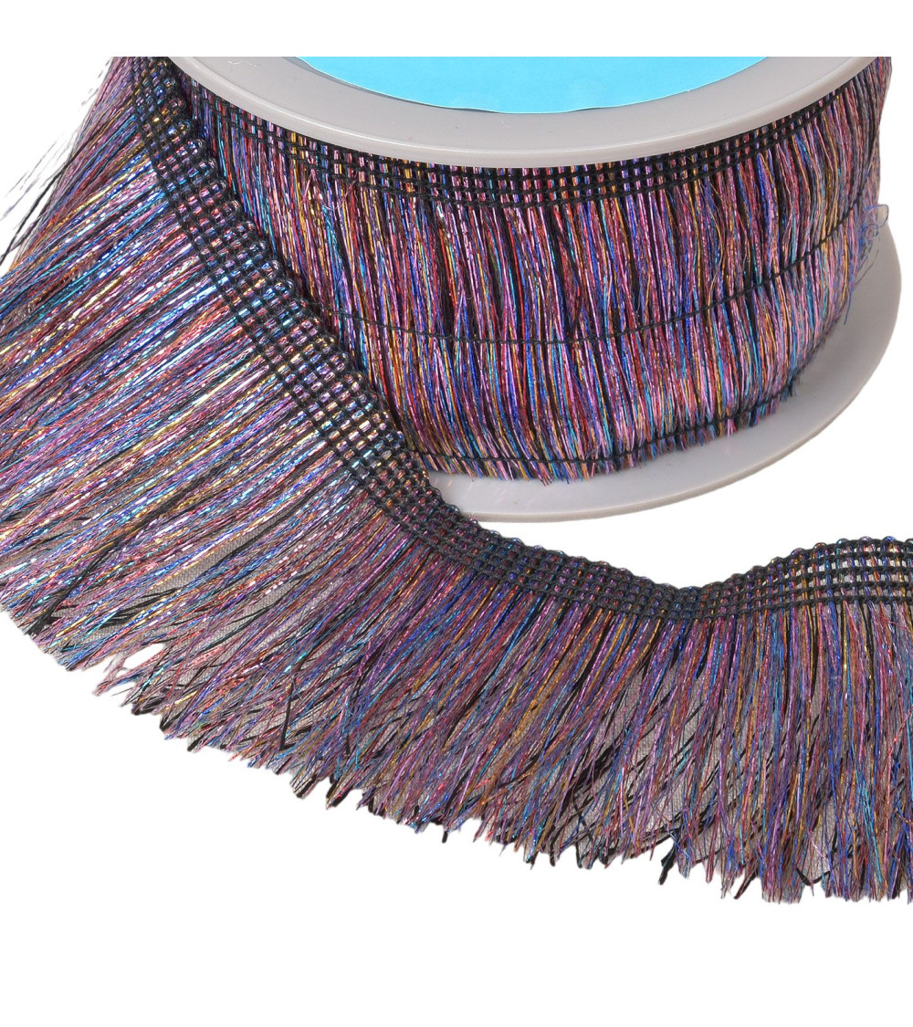Iridescent fringe 65mm multi-colored per meter